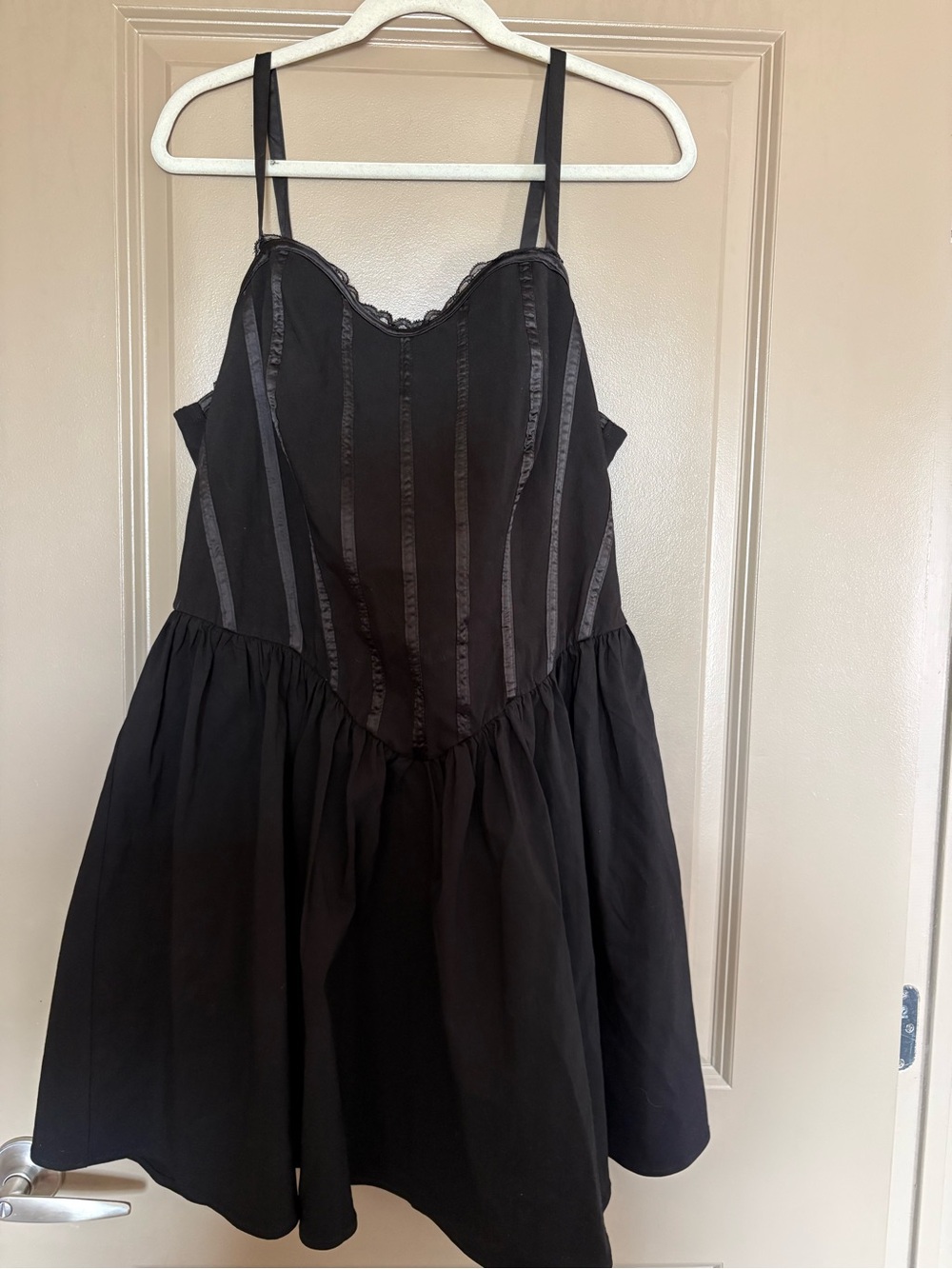 Black Lace-Trim Slip Dress